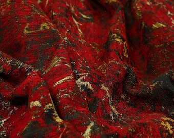 New Heavyweight Semi Plain Abstract Red Chenille Furnishing Upholstery Fabrics