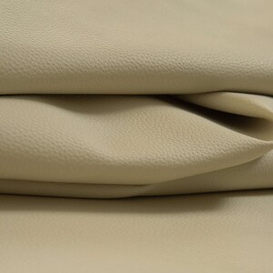 New Leatherette Recycled Material Thick Grain Effect Hard Wearing Upholstery Fabric Material In Beige Colour