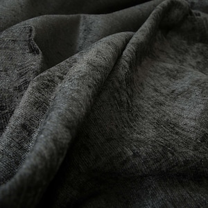 Quality Shiny Soft Shimmering Chenille Upholstery Fabric Grey Charcoal Colour Textile Sofas Curtains Furnishing Material - Sold By The Metre