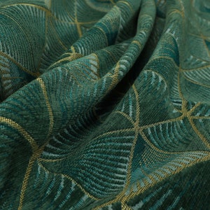 New Triangular Modern Pattern Green Gold Sheen Polyester Chenille Material Furnishing Upholstery Fabric By The Metre