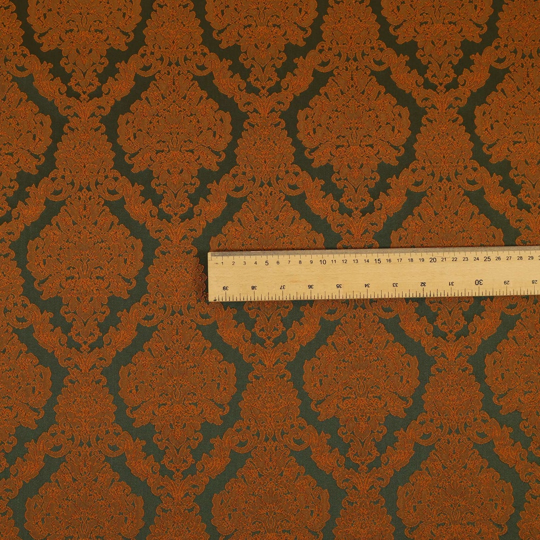 Raised Patterns Embroidery Feel Raised Textured Damask Pattern Orange Chenille ...