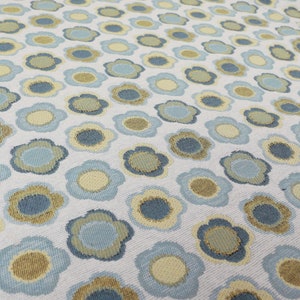 New Designer Modern Quality Blue Green Flower Head Patterned Chenille Upholstery Curtains Cushions Fabric