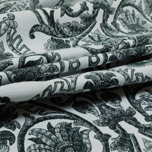 Quality Upholstery Furnishing Fabric Flat Weave In Green Damask Large Pattern - Sold By The 1 Metre Length Fabric