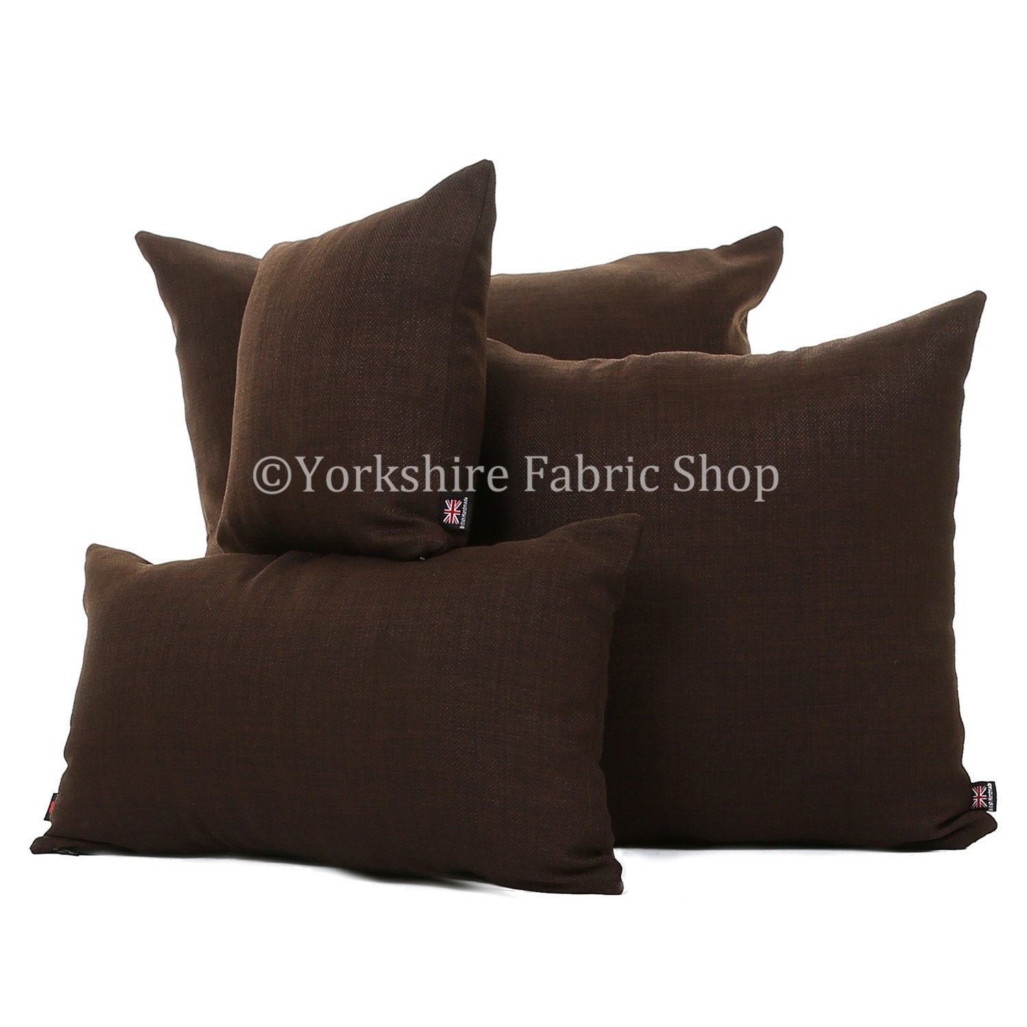 Coussin de Tissu Qualité New Doux Naturel Lin Effet Chenille Marron Moderne Plain - 4 Tailles Dispon