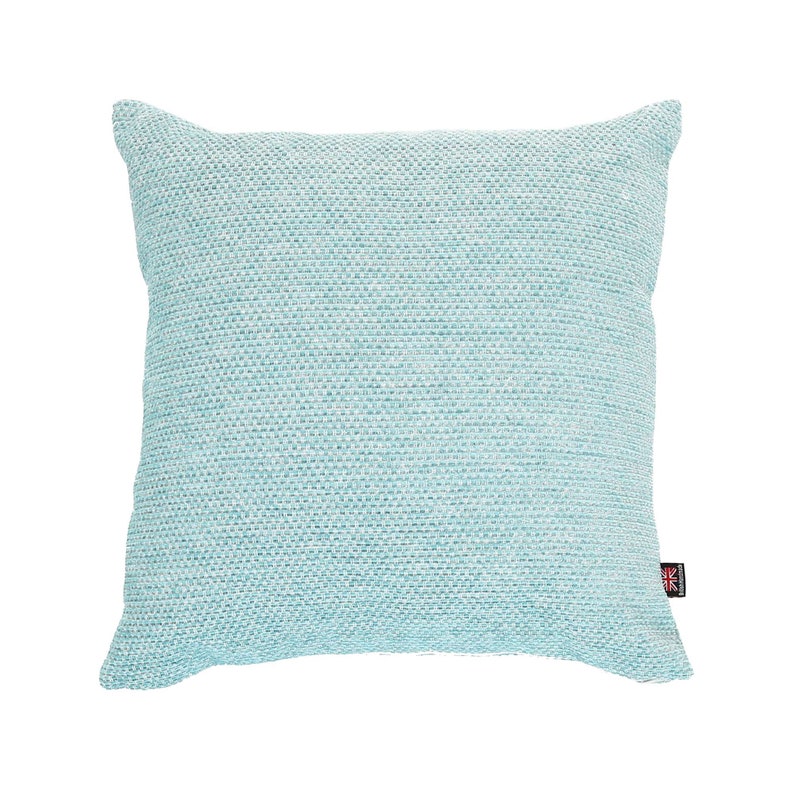 New Quality Soft Feel Woven Textured Chenille In Blue Colour Fabric Designer Cushions 4 sizes Available Includes Filling Pad image 3