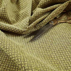 New Designer Small Falling Leaf Pattern Green Colour Soft Chenille Upholstery Fabric - Sold By The Metre Fabric Sale