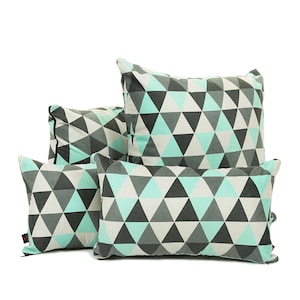 New Designer Geometric Pattern Teal Colour Fabric Cushion - 4 Sizes Available - Cushion Cover Only - British Handmade