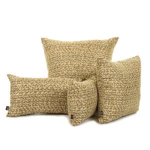 New Polka Small Square Pattern Fabric Cushion In Beige Colour - 4 Sizes Available - Cushion Cover Only - British Handmade