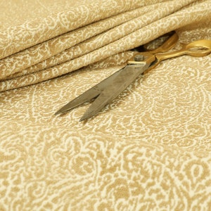 All Over Detailed Damask Heavyweight Soft Chenille In Beige Upholstery Fabric - Sold By The 10 Metre Length Fabric