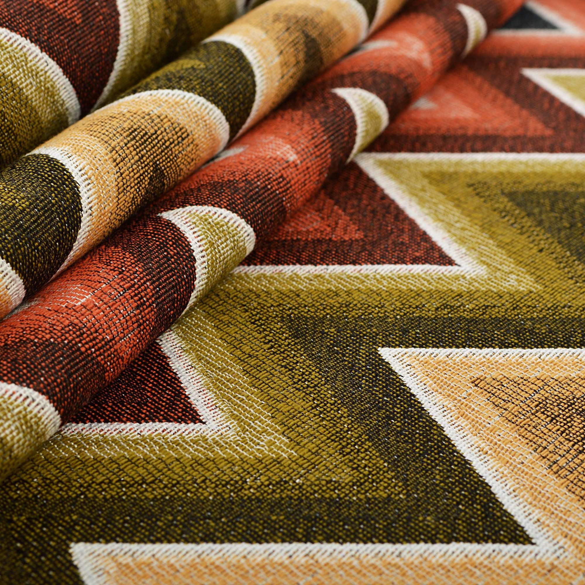 Sutton Rice Fabric Quality Woven Chenille Upholstery Fabric Blue Rust Red Green Chevron ...
