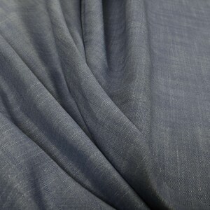 Hard Wearing Poly Cotton Material Flat Weave Plain Denim Blue Upholstery Fabric