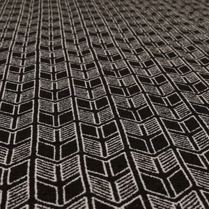 New Soft Quality Woven Modern Chevron Geometric Pattern Black Upholstery Fabric - Sold By The 10 Metre Length Fabric