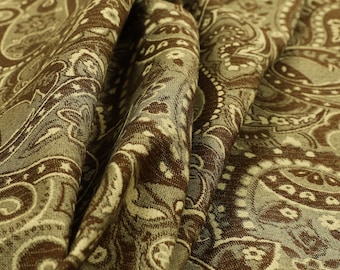 Furnishing Fabric New Paisley Pattern Brown Chenille Upholstery Curtain Fabric - Sold By The 10 Metre Length Fabric