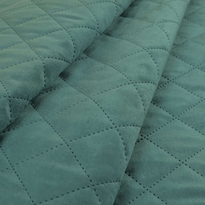 New Quality Modern Quilted Velvet Plain Upholstery Furnishing Fabric Soft Ocean