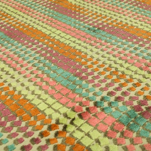New Designer Modern Quality Multi-coloured 3D Cubed Design Cut Velvet Upholstery Curtains Cushions Fabric