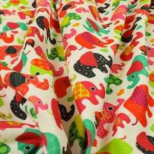 Nouveaux tissus d'ameublement à texture velours velours motif animal éléphants colorés - vendu par le tissu de 1 mètre de longueur