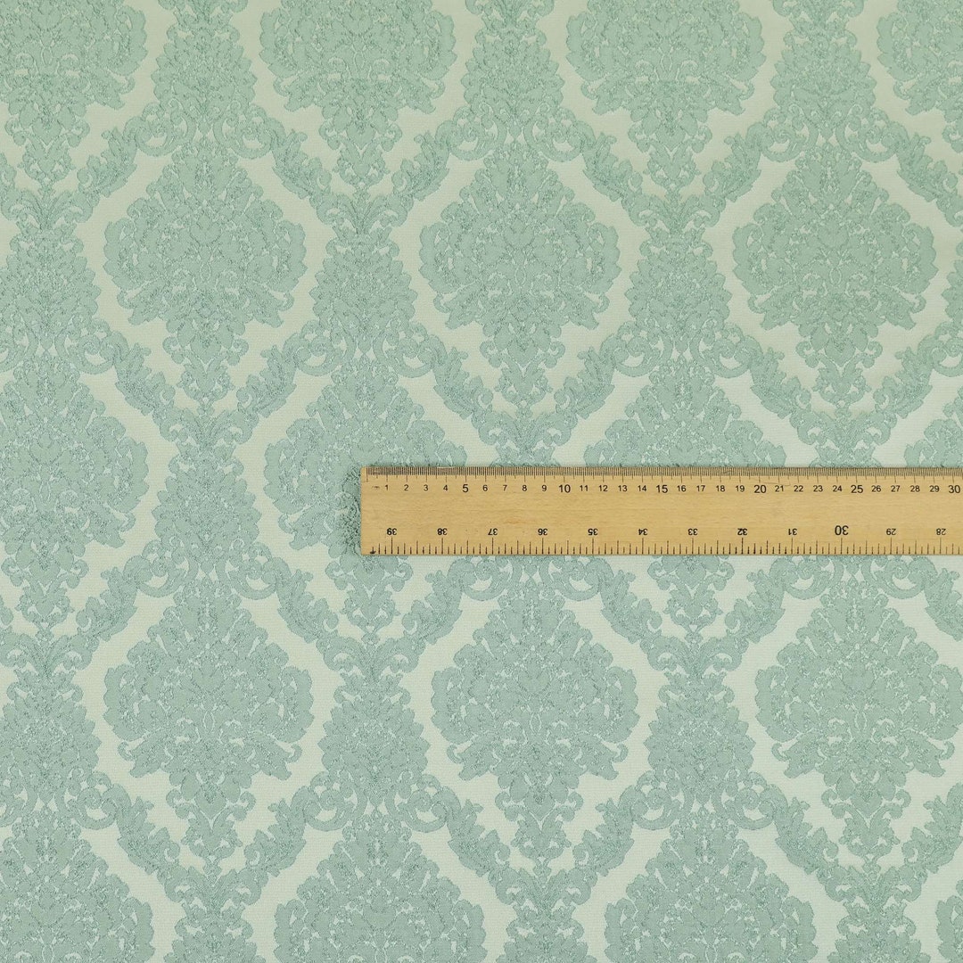 Raised Patterns Embroidery Feel Raised Textured Damask Pattern Aqua Chenille Upholstery ...