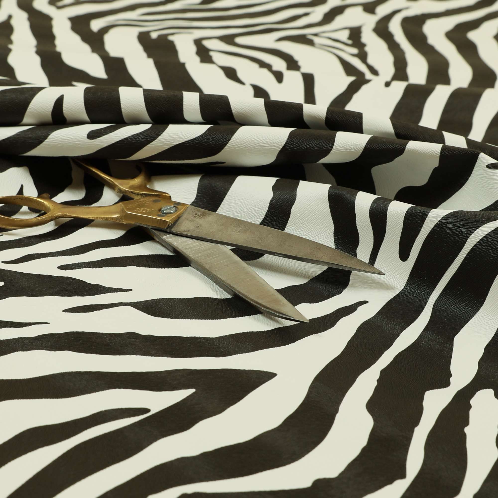 Faux Leather Vinyl Animal Print Zebra Theme Black White Colour