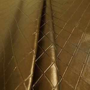Designer Diamond Shape Glitter Vinyl Faux Leather Upholstery Fabric Brown Colour - Sold By The 10 Metre