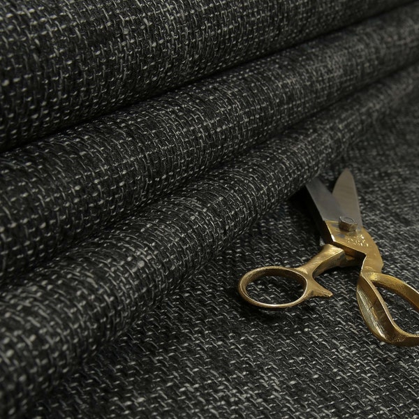 Textured Hard Wearing Quality Woven Upholstery Material Fabric In Grey Charcoal Colour Perfect For Sofas Chairs Flame Treated Fabrics