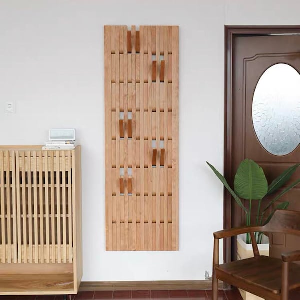 Estante de pared funcional de madera alegre, estante de madera montado en la pared para abrigos, bufandas, zapatos, estante único multifuncional para entrada de pared