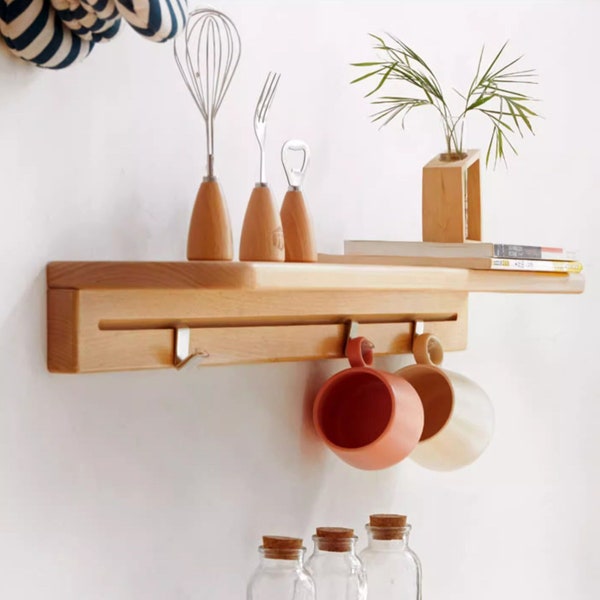 Coffee Shelf With Hooks Etsy
