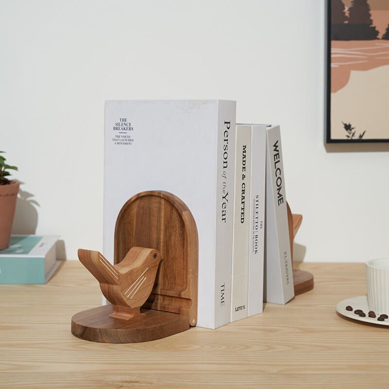 Walnut Bookend Wooden Phone Holder Decorative Bookends for Etsy