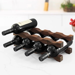Tabletop wine bottle rack, wooden wine display shelf, wine bottle storage