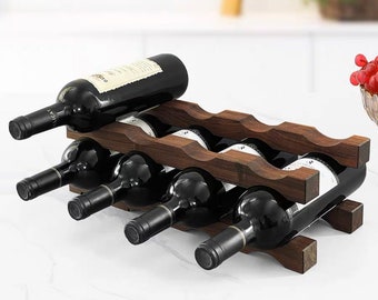 Tabletop wine bottle rack, wooden wine display shelf, wine bottle storage