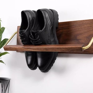 Wandschuhregal aus Holz, Schuhregal für den Eingangsbereich, Eingangsorganisation für Schuhe, Wandschuhregal, Schuhaufbewahrung aus Walnussholz