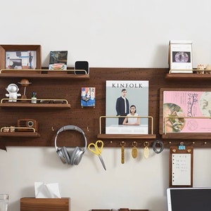 Walnut pin borad accessories, shelf for pin board brass