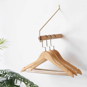 Clothing wooden rail, wall mounted clothing rail, wooden hanger, wooden rob for casual clothes hanger image 3