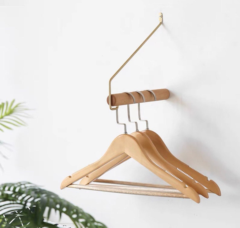 Clothing wooden rail, wall mounted clothing rail, wooden hanger, wooden rob for casual clothes hanger image 3