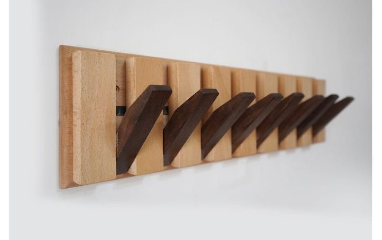 Coat Rack Wall Mounted Natural Walnut and Beech Wood Flip - Etsy