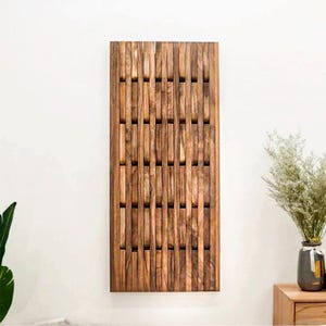 Walnut wood functional wall rack versatile wall-mounted organizer, wall storage solution, modern unique rack for the whole wall