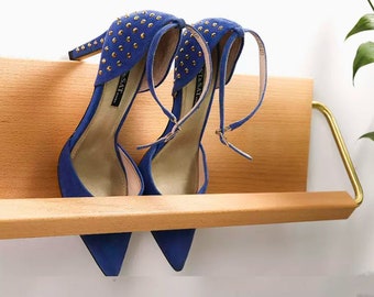 Armazenamento de sapatos de parede em madeira de faia, sapateira de madeira, sapateira de entrada montada na parede, organização de entrada para sapatos, prateleira de parede para sapatos