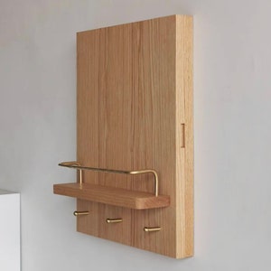 Oak wood electricity meter box cover on hinges, wooden switch box wall cover with hooks