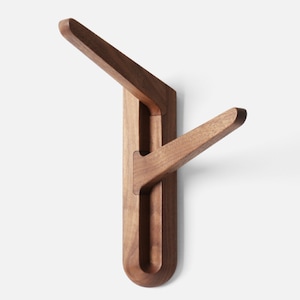 Natural walnut wood wall mounted hanger, wall hook rack, modern wooden coat hanger