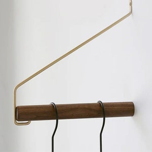 Clothing wooden rail, wall mounted clothing rail, wooden hanger, wooden rob for casual clothes hanger Walnut