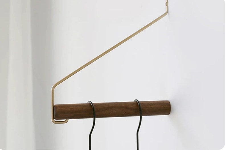 Clothing wooden rail, wall mounted clothing rail, wooden hanger, wooden rob for casual clothes hanger Walnut