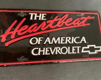 CHEVROLET HEARTBEAT OF AMERICA LICENSE PLATE ALUMINUM STAMPED