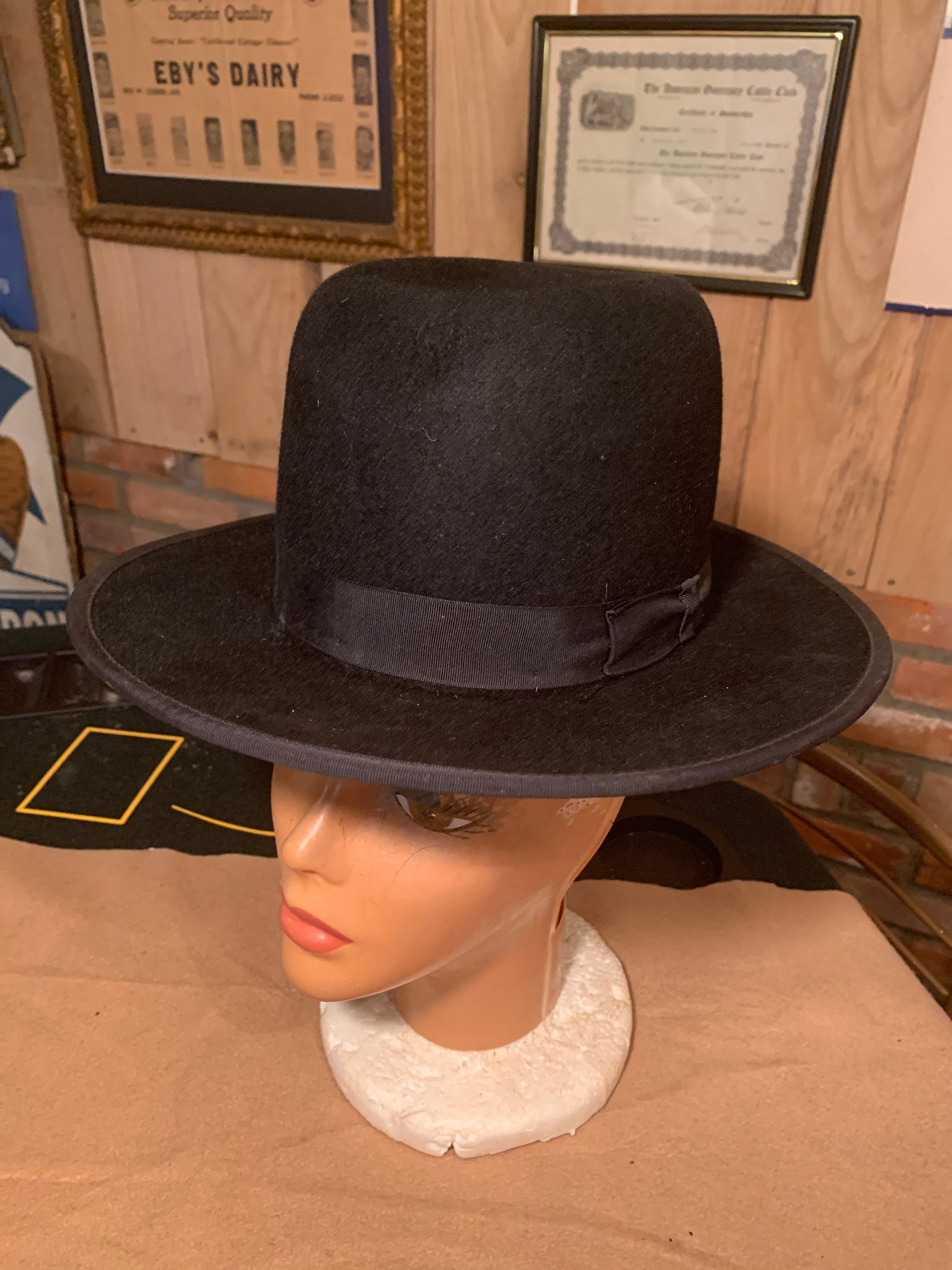 Vintage Felt Amish Dress Hat From Flying Cloud Hats Size 6 5/8