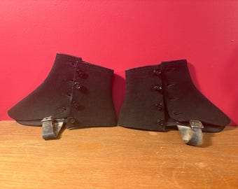 Vintage Black wool shoe spats