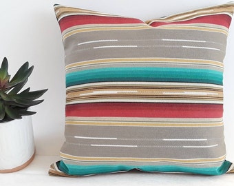 Southwest Pillow COVER, 16x16 Serape Stripe PILLOW COVER, Adobe Style Pillow Cover, Sonora Style, Desert Southwest Decor