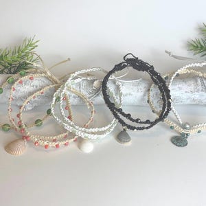 Macrame Anklets, Beachwear, Shell Anklets, Women&#39;s Anklets, Beach Anklet