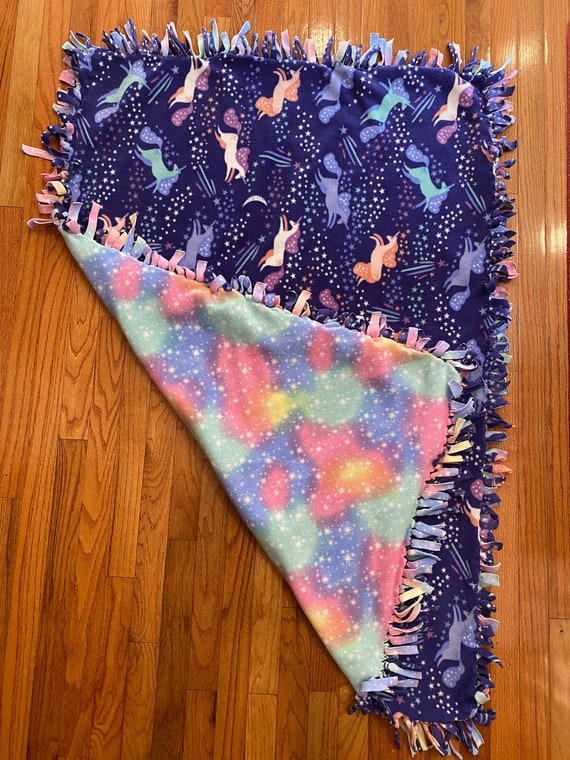 No Sew Fleece Tie Blanket From A Kit · A Fleece Blanket · Creation by KMOM14