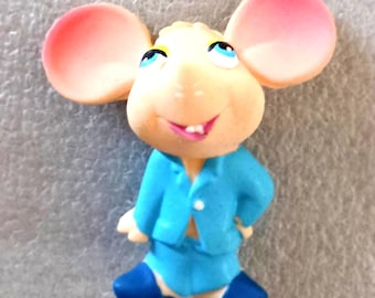 Light Blue Topo Gigio Ed Sullivan TV Show Puppet Squeaky Toy Figure NOS NEW 1990s