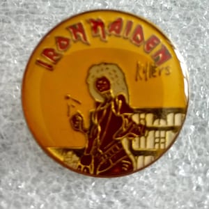 Vintage 1980s Iron Maiden Killers Rock Music Group Hat Lapel Pin New NOS