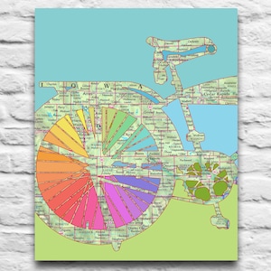 Cedar Rapids Iowa Vintage Fahrrad Karte DIGITAL DOWNLOAD für Sie 2 Druck, Iowa-Wand-Dekor-Kunst-Druck, diy druckbare, Geschenk, 8 x 10 11x14
