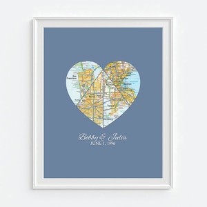 Custom Wedding Couple 4 Map ART PRINT Wedding gift Heart Map, Personalized, Gift for Couple,Couples print, Engagement Gift, Anniversary Gift